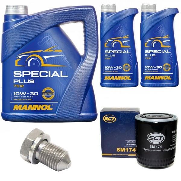 MotoröL Set Mannol 10W-30 7 Liter + ÖLfilter + Schraube FüR Audi A4 A6 A8 3.0-image