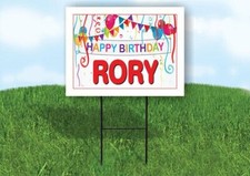 RORY HAPPY BIRTHDAY BALLOONS 18 in x 24 in Yard Sign Road Sign with Stand
