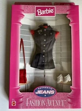 1997 Barbie Fashion Avenue 19179 Authentic Jeans Dress Red Top Purse White Shoes