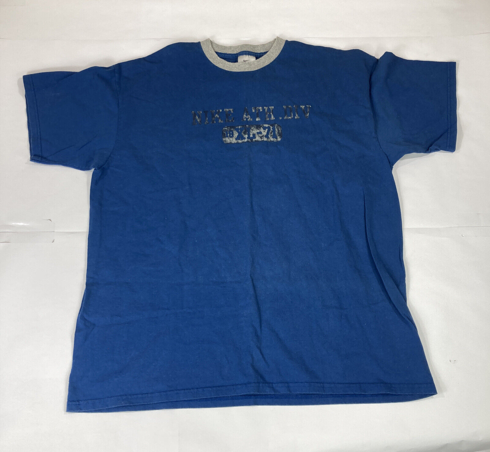 Vintage Nike Athletics T Shirt Mens XL Blue Graphic Silver Tag USA Made 90s  Y2K