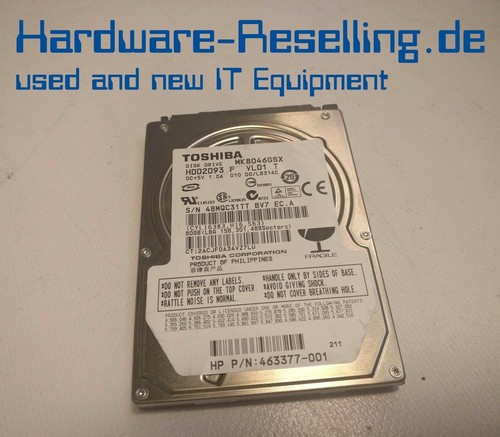 HP TOSHIBA 80GB 2.5" 5400 rpm SATA HDD MK8046GSX 463377-001 HDD2D93