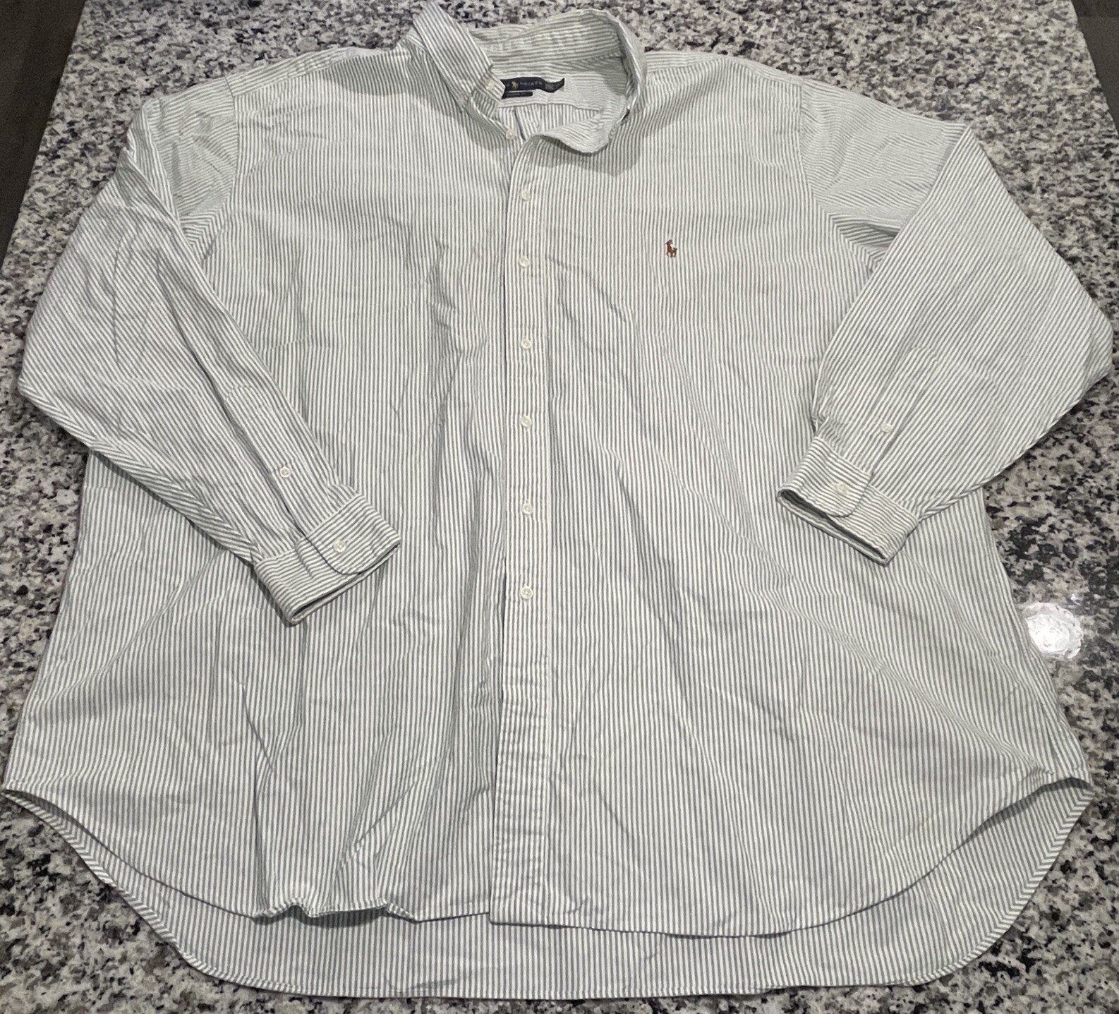 Polo Ralph Lauren con bottoni bianca verde a righe colore L S pony taglia 4XLT