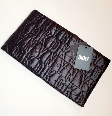 DKNY Quilted Puffer Faux Fur Lined Black Neck Warmer O/S