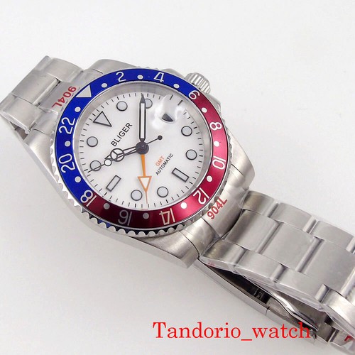 Reloj automático Bliger GMT para hombre cristal de zafiro fecha pulsera de acero inoxidable - Imagen 6 de 8