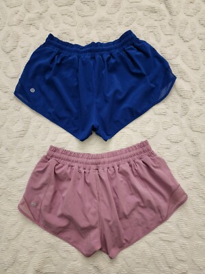 Lululemon Run Hotty Hot Shorts  Lot of 2!   Jet Stream Blue /Pink   Sz  8  EUC!!