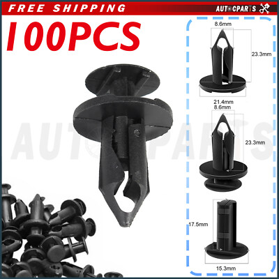 100pc Clips for Hole Plastic Rivets Retainer Fender Bumper Push Pin Fastener 8mm