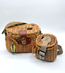 Vintage Pair of Wicker Fishing Creel Baskets Home Decor Man Cave Decoration