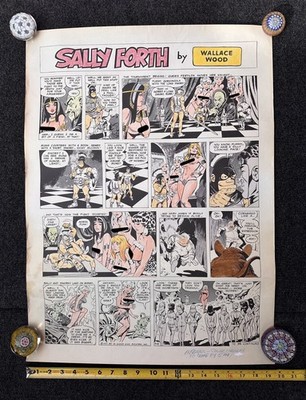 2 Original Wally / Wallace Wood SALLY FORTH Comic Print-Tests 