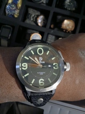 HUGE DiBur Automatic Swiss Bunt Military Style Men s Wrist Watch 52mm - Runs