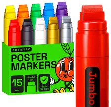 Poster Markers Jumbo Set Acrylic Markers with 15mm Wide Jumbo Tip for Murals,...