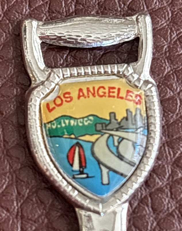 Enamel Los Angeles Hollywood California 4.5" Silver Souvenir Spoon 8g