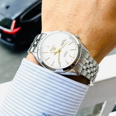 Seiko 5 SNKL17K1 Silver Automatic 21 Jewels Stainless Steel Analog