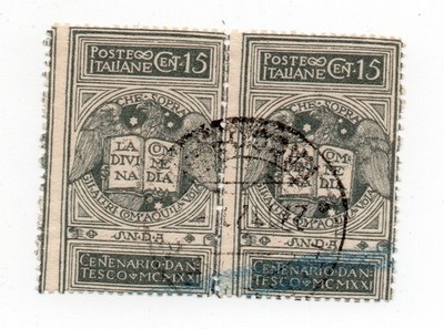 KINGDOM 1921 DANTE UNISSUED N.116A couple cancelled Florence