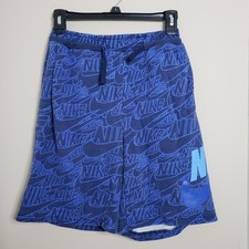 Nike All Over Logo Print Blue Shorts Boys Size 6