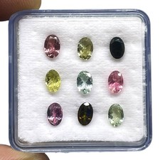 9 Pcs Natural Multi Color Tourmaline Oval Cut 6x4mm – 4 Cts Loose Gemstones Lot
