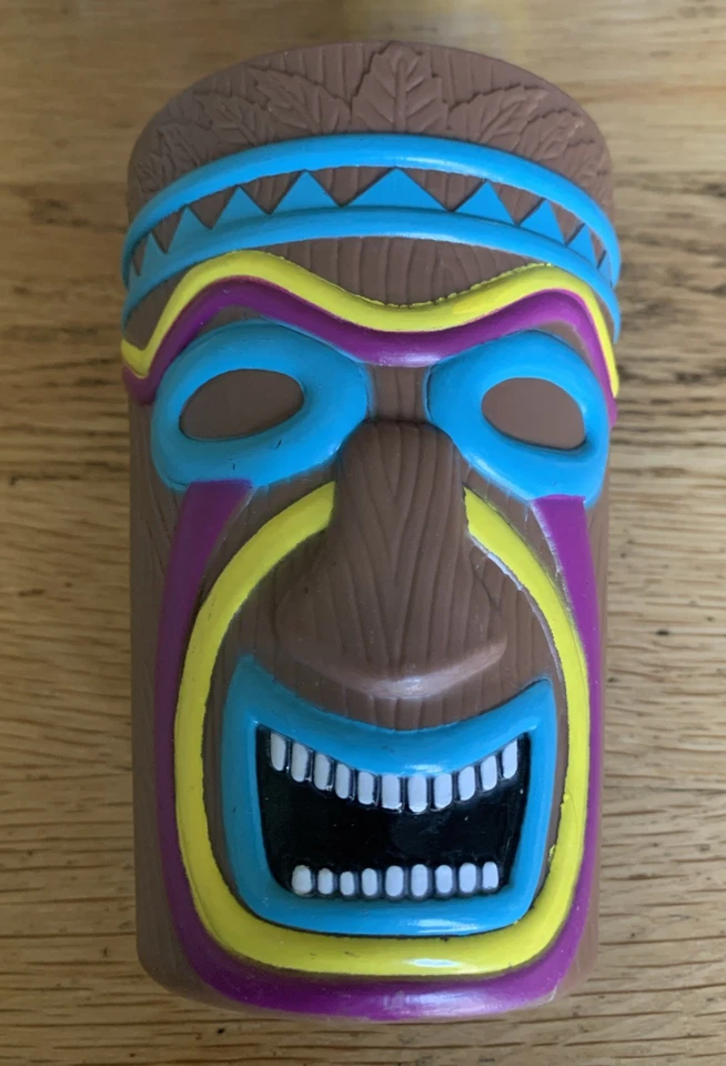 Hawaiian Luau Tiki Tribal Mask Multi-Colors Tumblers Set Of 7  5.5” Tall - Image 2 of 4
