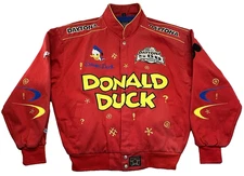 Disney Donald Duck NASCAR Racing Jacket Daytona 2004 JH Design Red LARGE Vintage