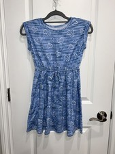 Girl's Size SO Short Sleeve Blue Striped Heart Dress Size L 12