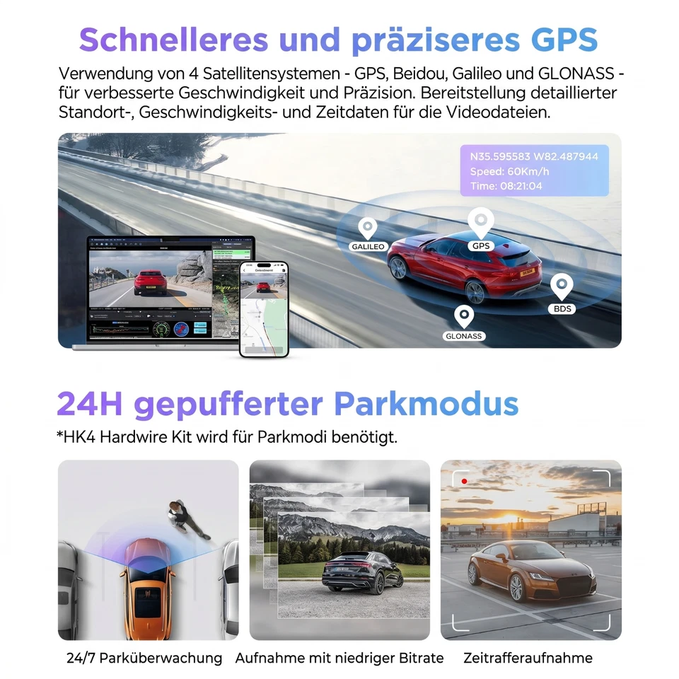 VIOFO A229 Pro 1CH 4K UHD Dashcam GPS WLAN HDR STARVIS 2 inkl. HK4 Kit NEU - Bild 3 von 4