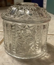 Vintage Indiana Glass Clear Glass Fairy Lamp  Stars and Bars Top ONLY Read