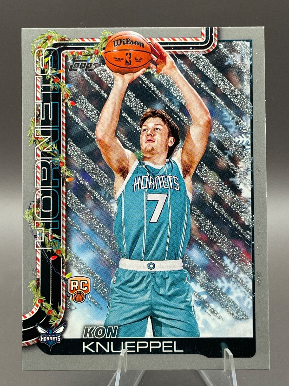 KON KNUEPPEL rc #H164 Silver Glitter Rookie Card 2025-26 Topps Holiday HORNETS