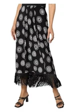 Attitudes by Renee Women's Como Jersey Fringe Sarong Skirt Dots