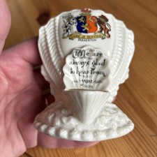 Arcadian porcelain CRESTED DULVERTON SHELL INKWELL  vintage writing equipment
