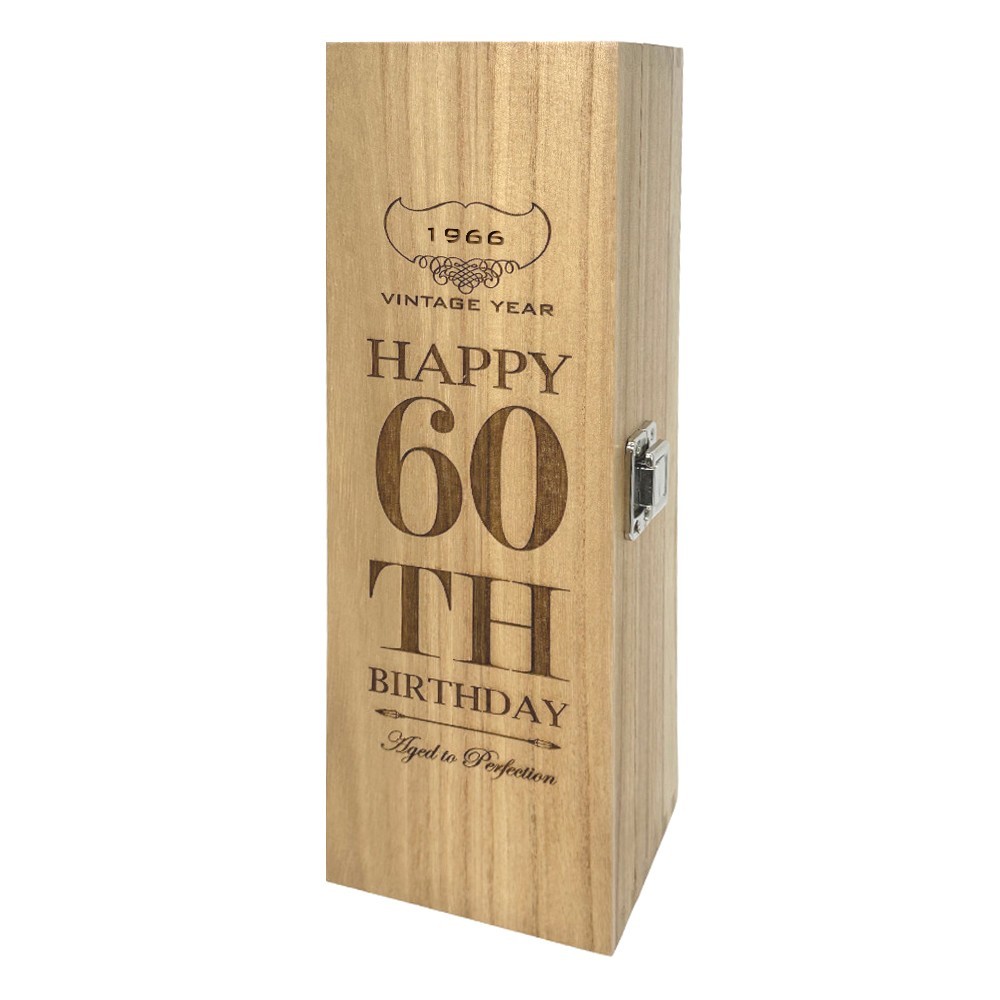 Personalised 60th Birthday 1966 Gift Wooden Champagne Wine Whisky Box HING08
