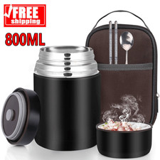 Stainless steel Thermos Flask Bottle Hot Food Lunch Vacuum Insulated Soup Jar uk
