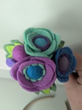 TWO Handmade Kids Felt Flower Girls Headbands