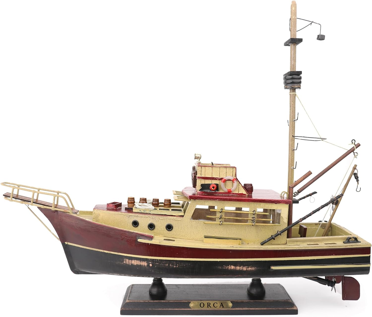 Jaws Orca Wooden Ship Model Shark Fishing Boat Pre-Assembled