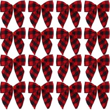 16 Pieces Small Christmas Bows 5 x 4 Inches Red and Black Buffalo Plaid Bows ...