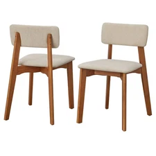 Buylateral Set of 2 Nettie Rubberwood Frame Dining Chairs with Padded Seats