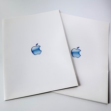 Apple Computer Inc 2002 Vintage Pocket Folders 2 Pack White With Blue Apple Logo