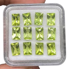 12 Pcs Natural Peridot 6x4mm Octagon Cut Green Loose Untreated Gemstones Lot