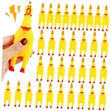 34 Pcs 6 Inch Squeaky Rubber Chickens Screaming Chicken Bulk Yellow Squawking