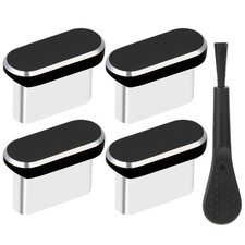 4pcs Type-C Dust Plug USB Charging Port Protector Metal Cover with Brush