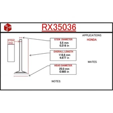 ITM Engine Components RX9637 Engine Exhaust Valve For 02-09 Civic RDX RSX TSX