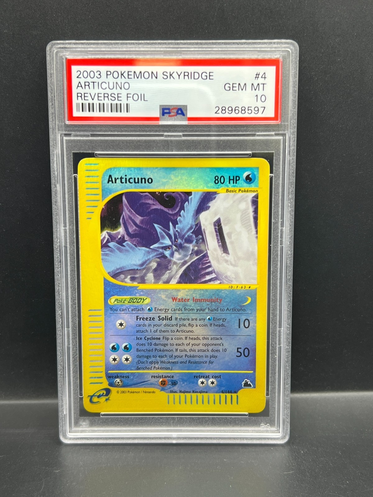 Pokemon PSA 10 GEM MT Articuno 4/144 Skyridge Reverse Holo 2003 E Reader S#8597