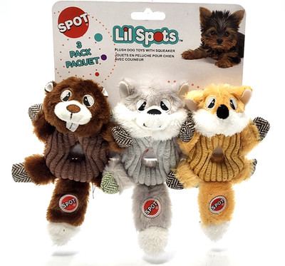 Spot Lil Spots Dog Toy Squeaky Low Stuff Crinkly XS Indoor Tug & Fetch 3 pk 7''