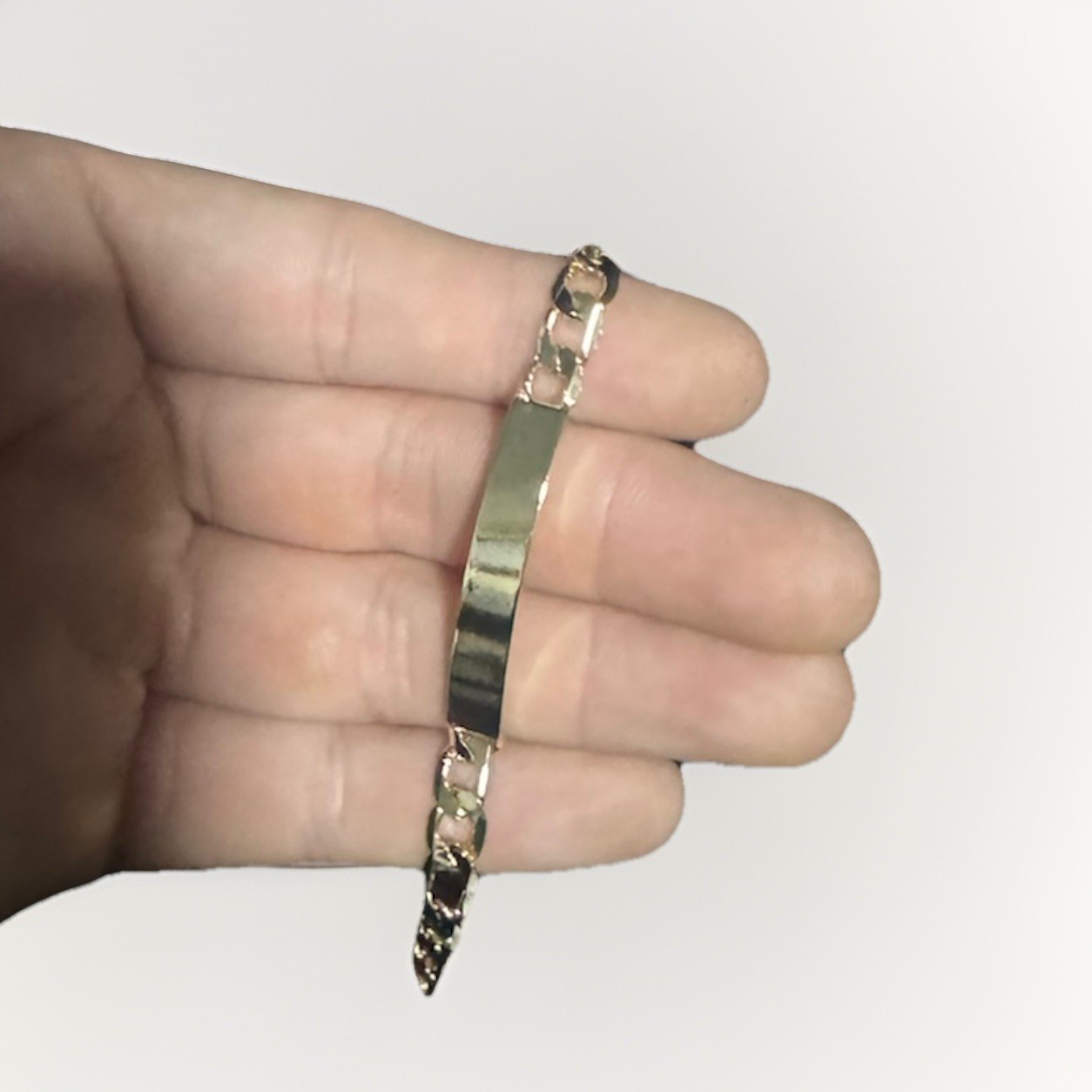 Brazalete de identificación de bebé/niño de oro 14K sobre plata con broche de langosta - Esclava de Oro