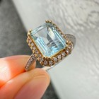 925 Sterling Silver Ring Blue 8x6mm Natural Topaz Gemstone Zircon Bridal Jewelry — photo 9