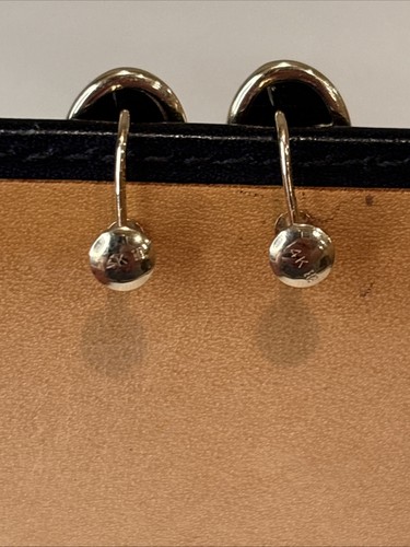 Vintage 14k / 585 / 14KT Gold & Black Onyx Oval Screw Back Earrings 3.7 gr 5/8" - 第 3/11 張圖片