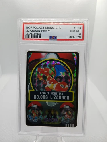 1997 POCKET MONSTERS SEALDASS JAPANESE POKEMON LIZARDON CHARIZARD PSA 8 PRISM