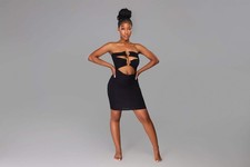 Black Triple Dragon midi dress