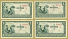 Vietnam South 1955 1 Dong P. 11a, lot of 4 notes, high grade. A