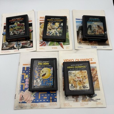 Atari 2600 Games Lot With Manuals Pac-Man Defender Street Racer Missile Command