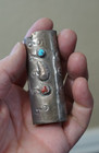 Vintage Handmade Lighter Case Turquoise Coral Southwestern Silver Tone Sleeve — photo 1