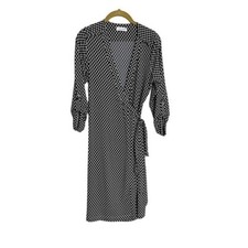 Calvin Klein Black White True Wrap Dress Small