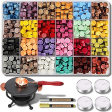 Sealing Wax Kit, 728 Pcs Wax Seal Stamp Kit with 24 Color Wax Seal Beads, 2 Pens